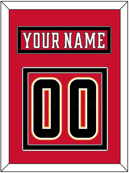 Calgary Nameplate & Number (Back) - Home Red (2017-2020) - Signature Tier 4