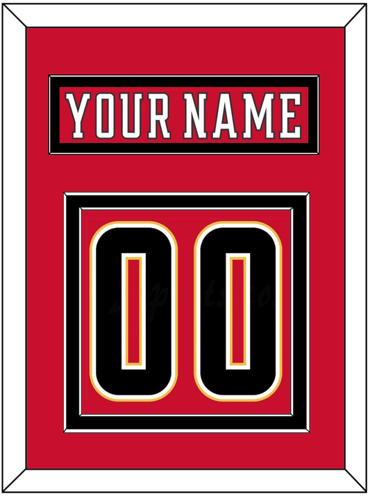 Calgary Nameplate & Number (Back) - Home Red (2017-2020) - Signature Tier 4