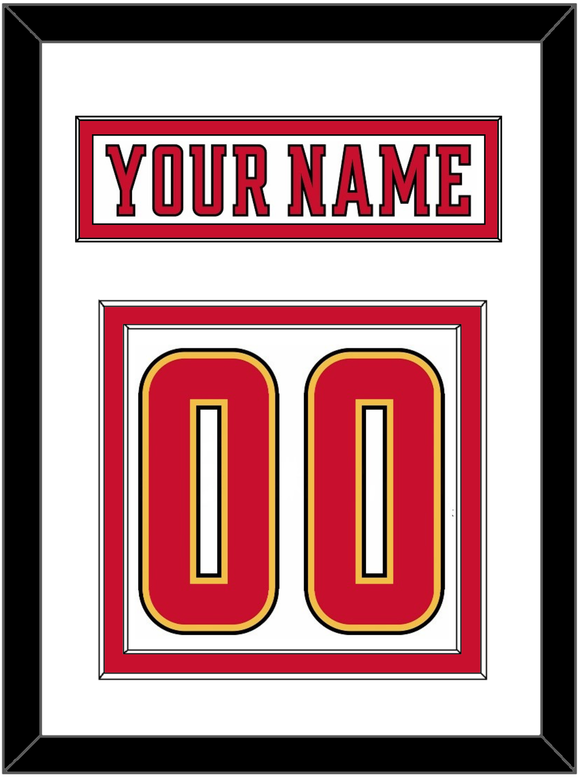 Calgary Nameplate & Number (Back) - Road White (2017-2020) - Double Mat 1