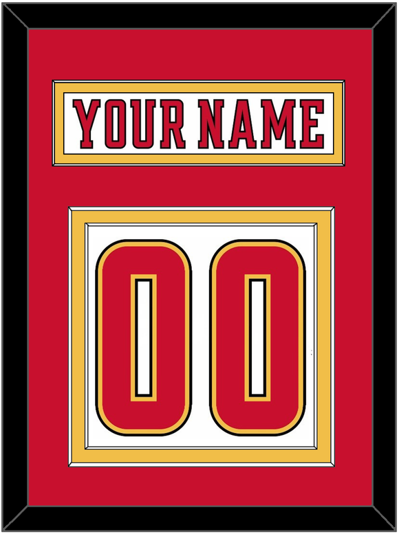 Calgary Nameplate & Number (Back) - Road White (2017-2020) - Double Mat 2