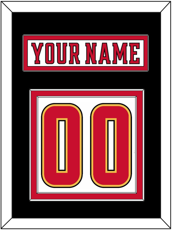 Calgary Nameplate & Number (Back) - Road White (2017-2020) - Double Mat 3