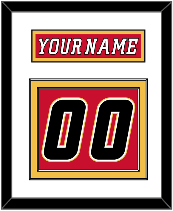 Calgary Nameplate & Number (Back) - Home Red (2007-2017) - Double Mat 1