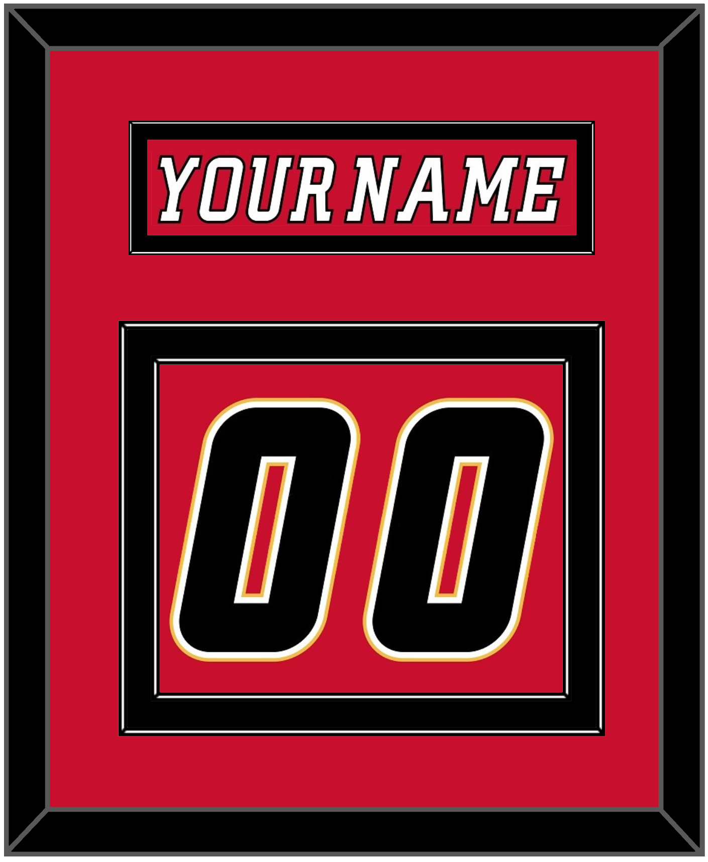 Calgary Nameplate & Number (Back) - Home Red (2007-2017) - Signature Tier 4