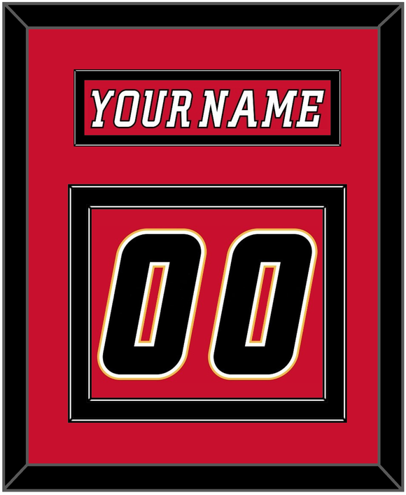 Calgary Nameplate & Number (Back) - Home Red (2007-2017) - Double Mat 4