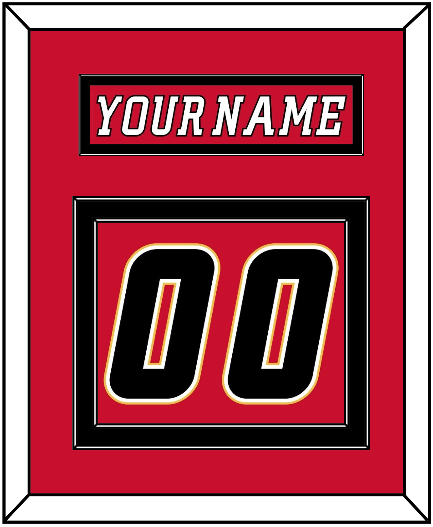 Calgary Nameplate & Number (Back) - Home Red (2007-2017) - Signature Tier 4