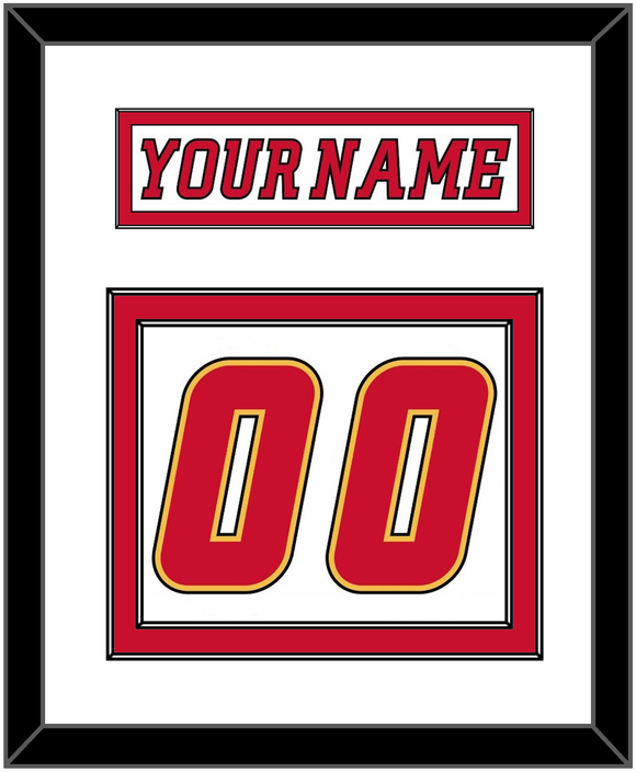 Calgary Nameplate & Number (Back) - Road White (2007-2017) - Double Mat 1