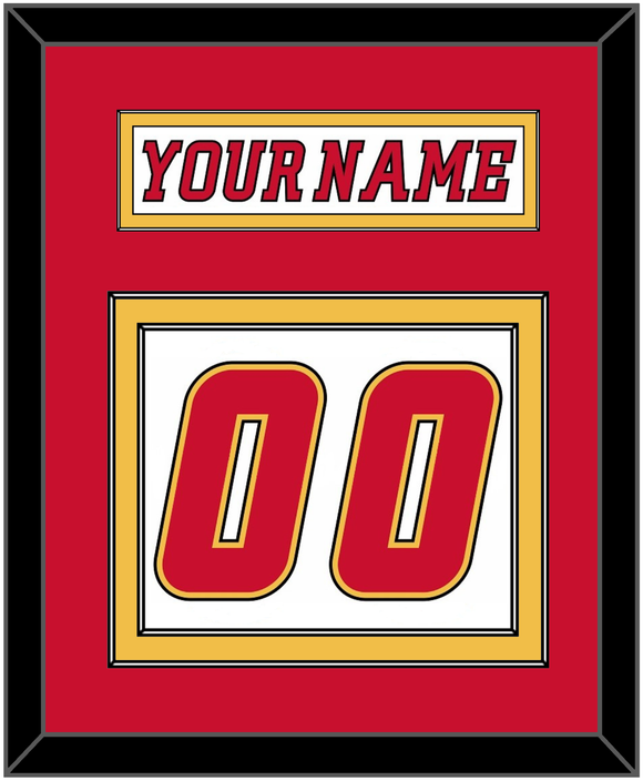 Calgary Nameplate & Number (Back) - Road White (2007-2017) - Double Mat 2