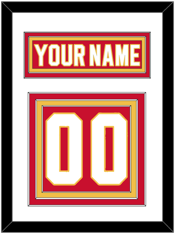 Calgary Nameplate & Number (Back) - Home Red - Triple Mat 1