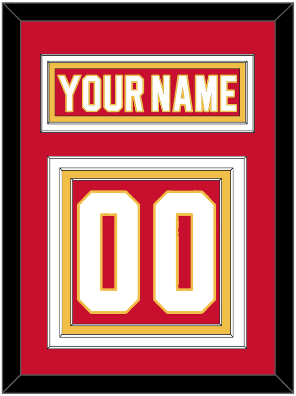 Calgary Nameplate & Number (Back) - Home Red - Triple Mat 2