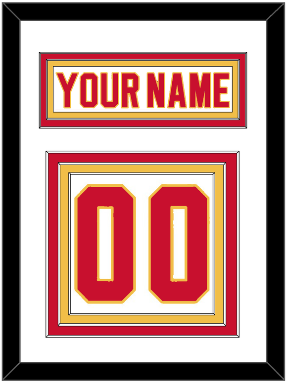 Calgary Nameplate & Number (Back) - Road White - Triple Mat 1