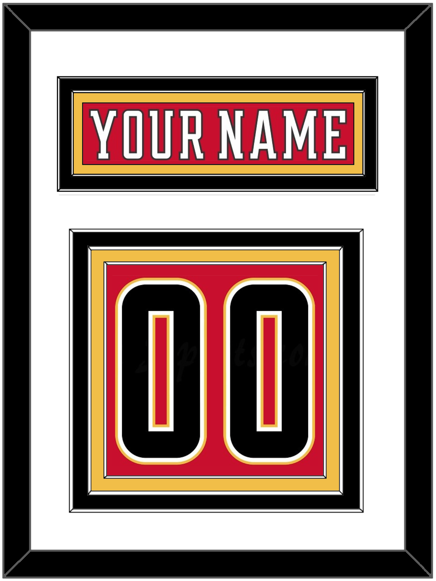 Calgary Nameplate & Number (Back) - Home Red (2017-2020) - Premier Tier 1
