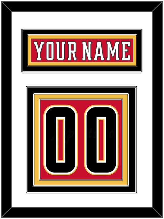 Calgary Nameplate & Number (Back) - Home Red (2017-2020) - Premier Tier 1