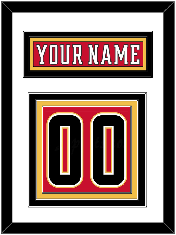 Calgary Nameplate & Number (Back) - Home Red (2017-2020) - Triple Mat 1