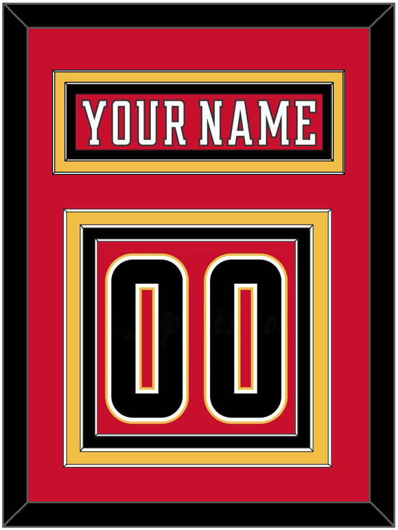 Calgary Nameplate & Number (Back) - Home Red (2017-2020) - Triple Mat 2