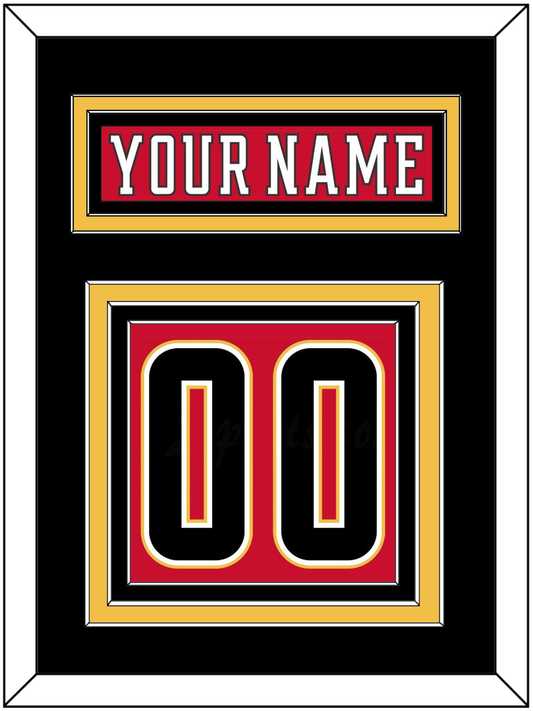 Calgary Nameplate & Number (Back) - Home Red (2017-2020) - Premier Tier 3