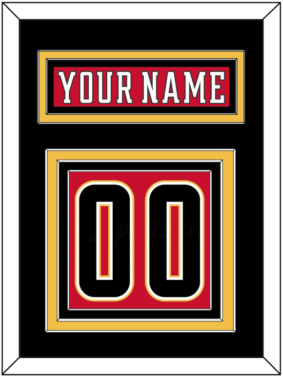 Calgary Nameplate & Number (Back) - Home Red (2017-2020) - Triple Mat 3