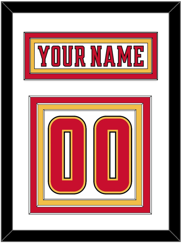 Calgary Nameplate & Number (Back) - Road White (2017-2020) - Triple Mat 1