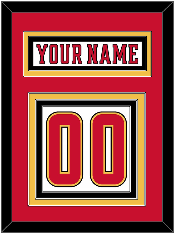 Calgary Nameplate & Number (Back) - Road White (2017-2020) - Triple Mat 2