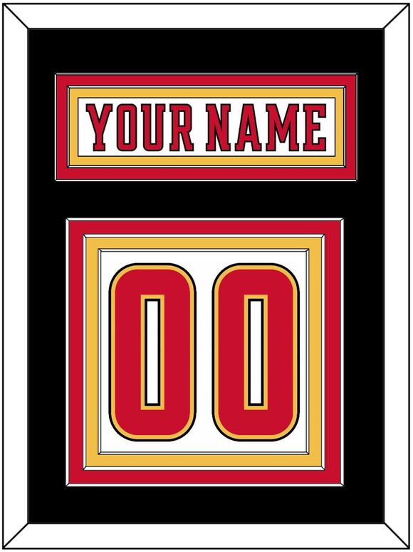 Calgary Nameplate & Number (Back) - Road White (2017-2020) - Triple Mat 3