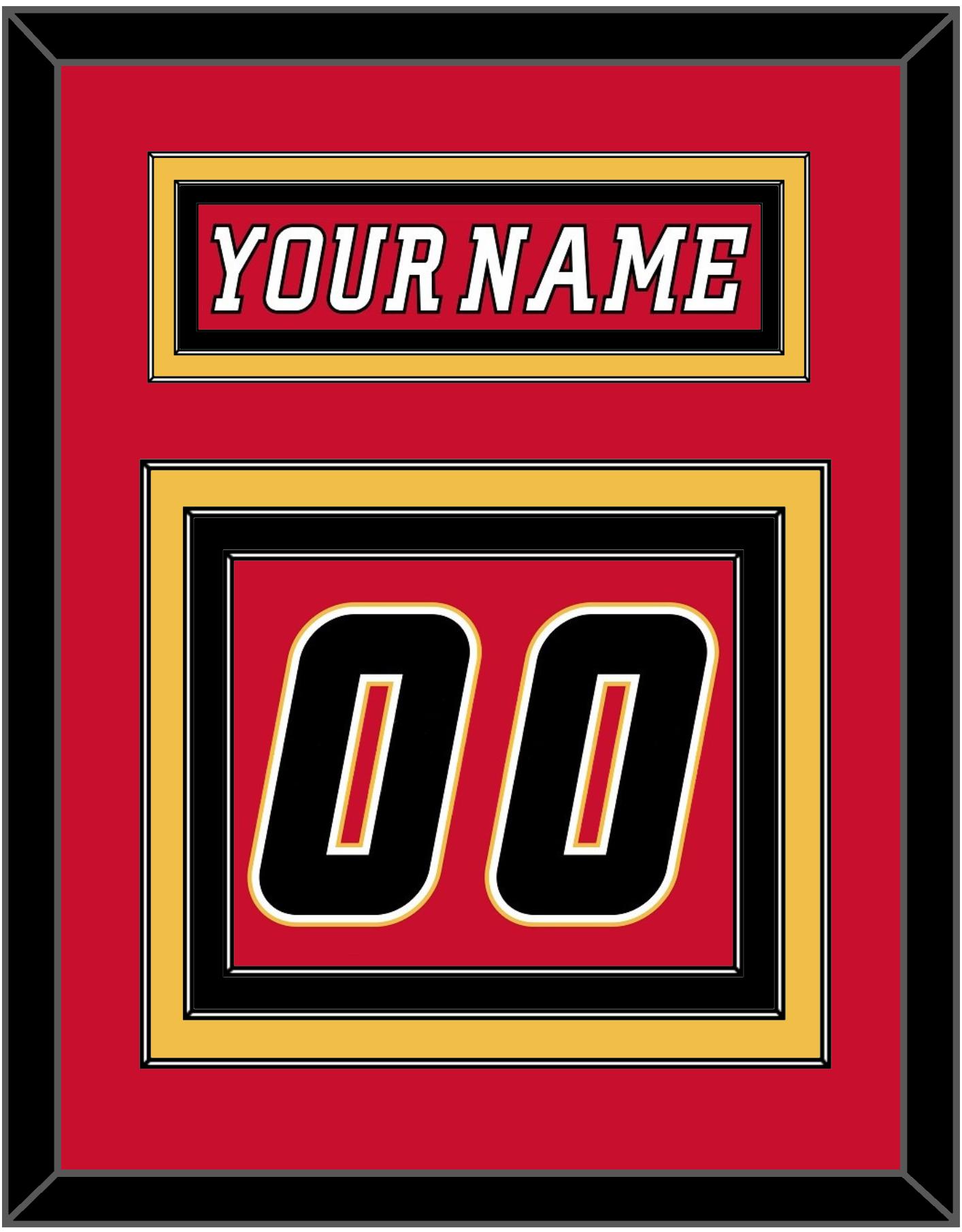 Calgary Nameplate & Number (Back) - Home Red (2007-2017) - Premier Tier 2