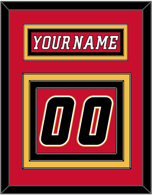 Calgary Nameplate & Number (Back) - Home Red (2007-2017) - Triple Mat 2