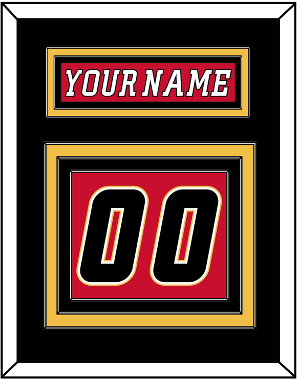 Calgary Nameplate & Number (Back) - Home Red (2007-2017) - Triple Mat 3