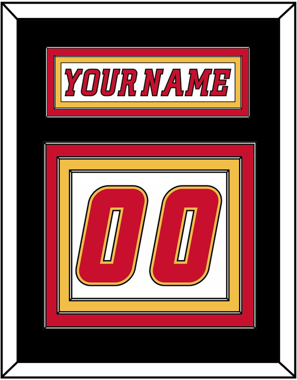 Calgary Nameplate & Number (Back) - Road White (2007-2017) - Triple Mat 3
