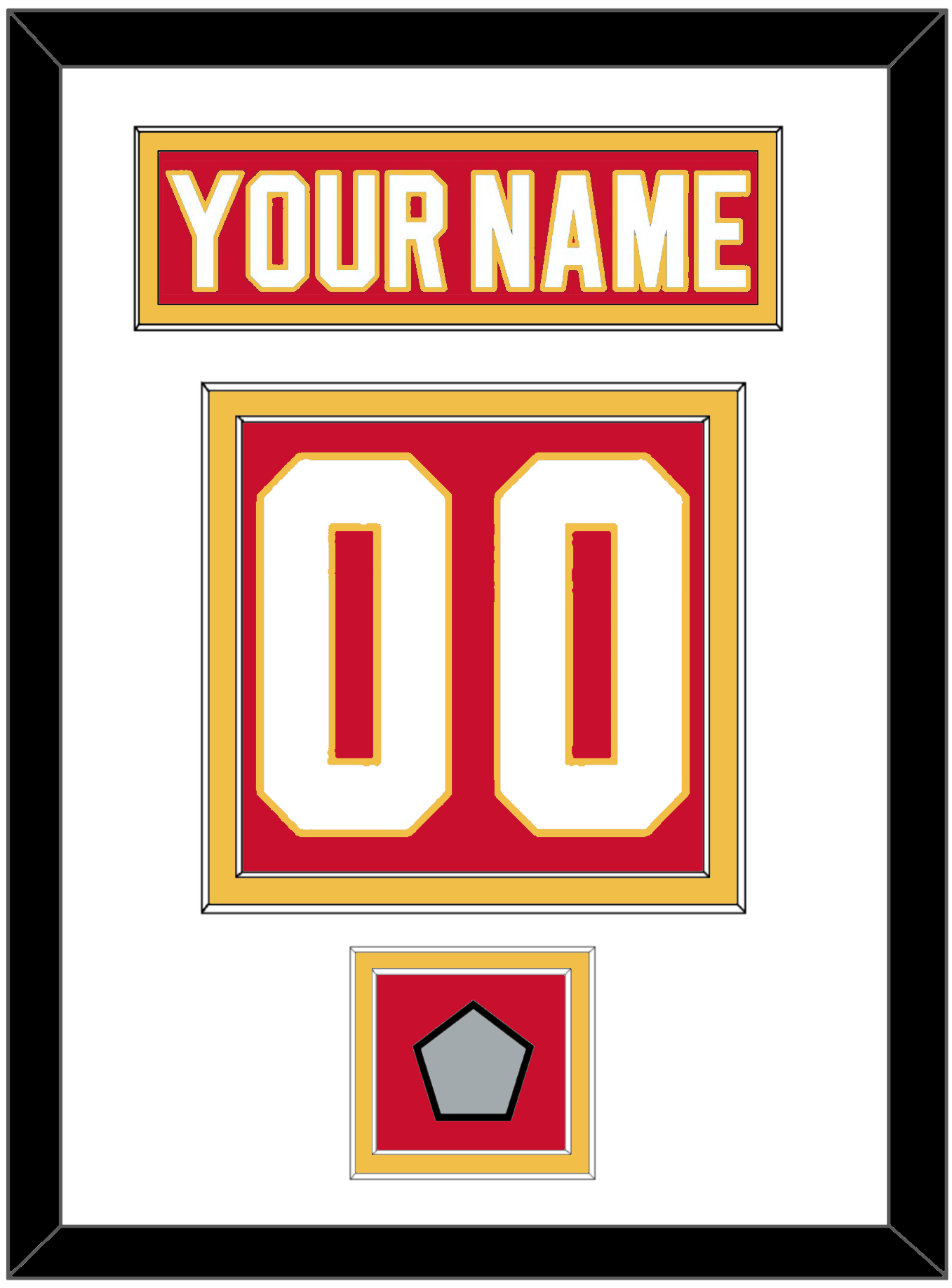 Calgary Nameplate & Number (Back) With Stanley Cup Finals Patch - Road Red (1980-1994) - Signature Tier 1