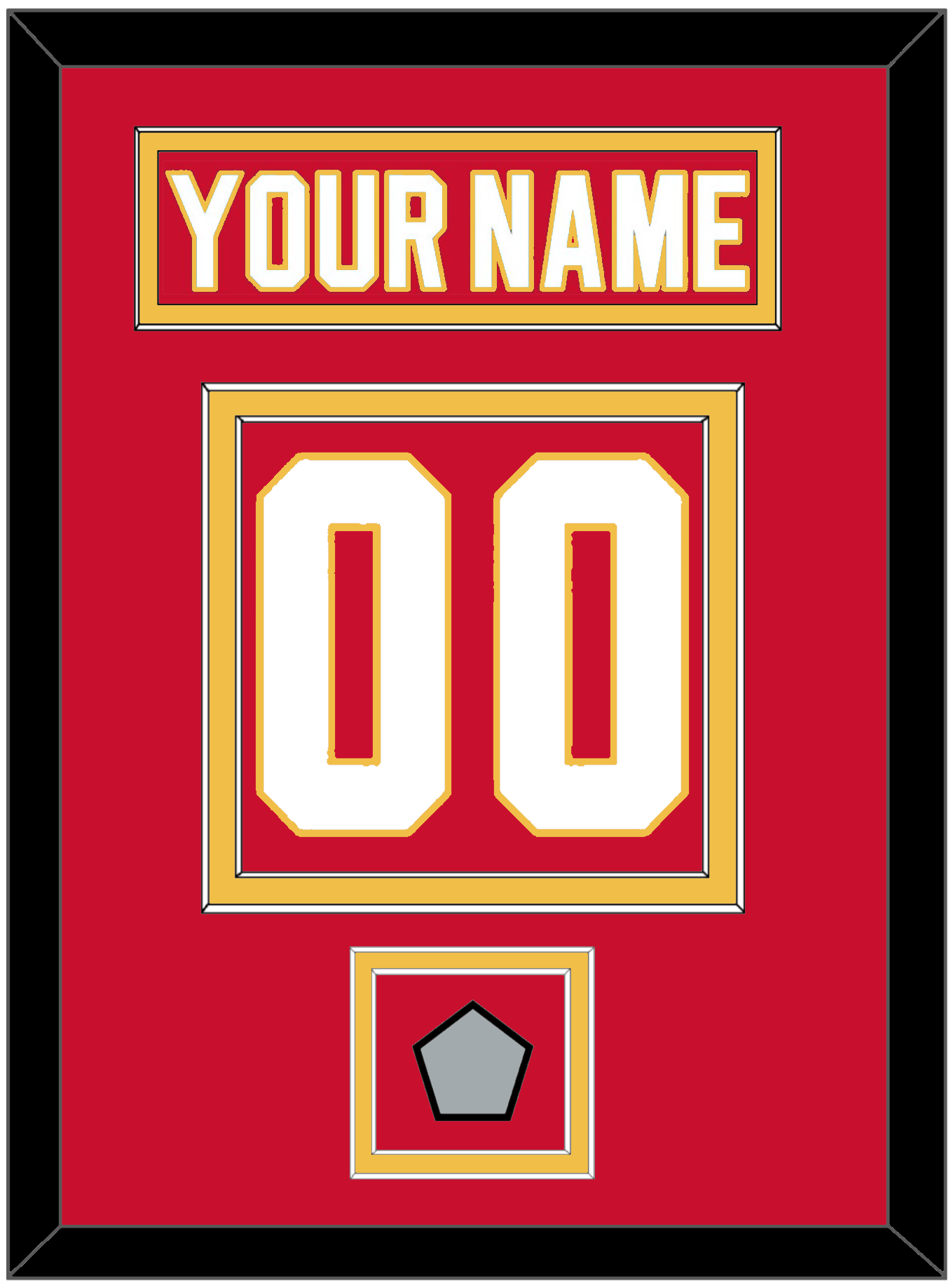 Calgary Nameplate & Number (Back) With Stanley Cup Finals Patch - Road Red (1980-1994) - Signature Tier 2