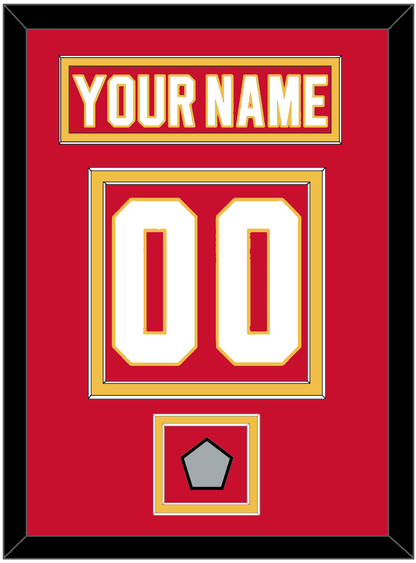 Calgary Nameplate & Number (Back) With Stanley Cup Finals Patch - Road Red (1980-1994) - Signature Tier 2