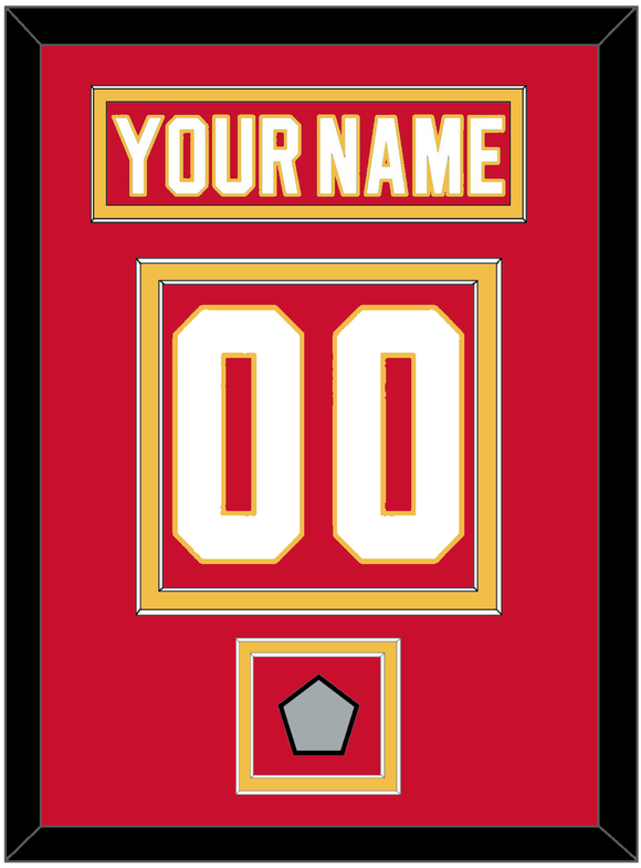 Calgary Nameplate & Number (Back) With Stanley Cup Finals Patch - Road Red (1980-1994) - Double Mat 2