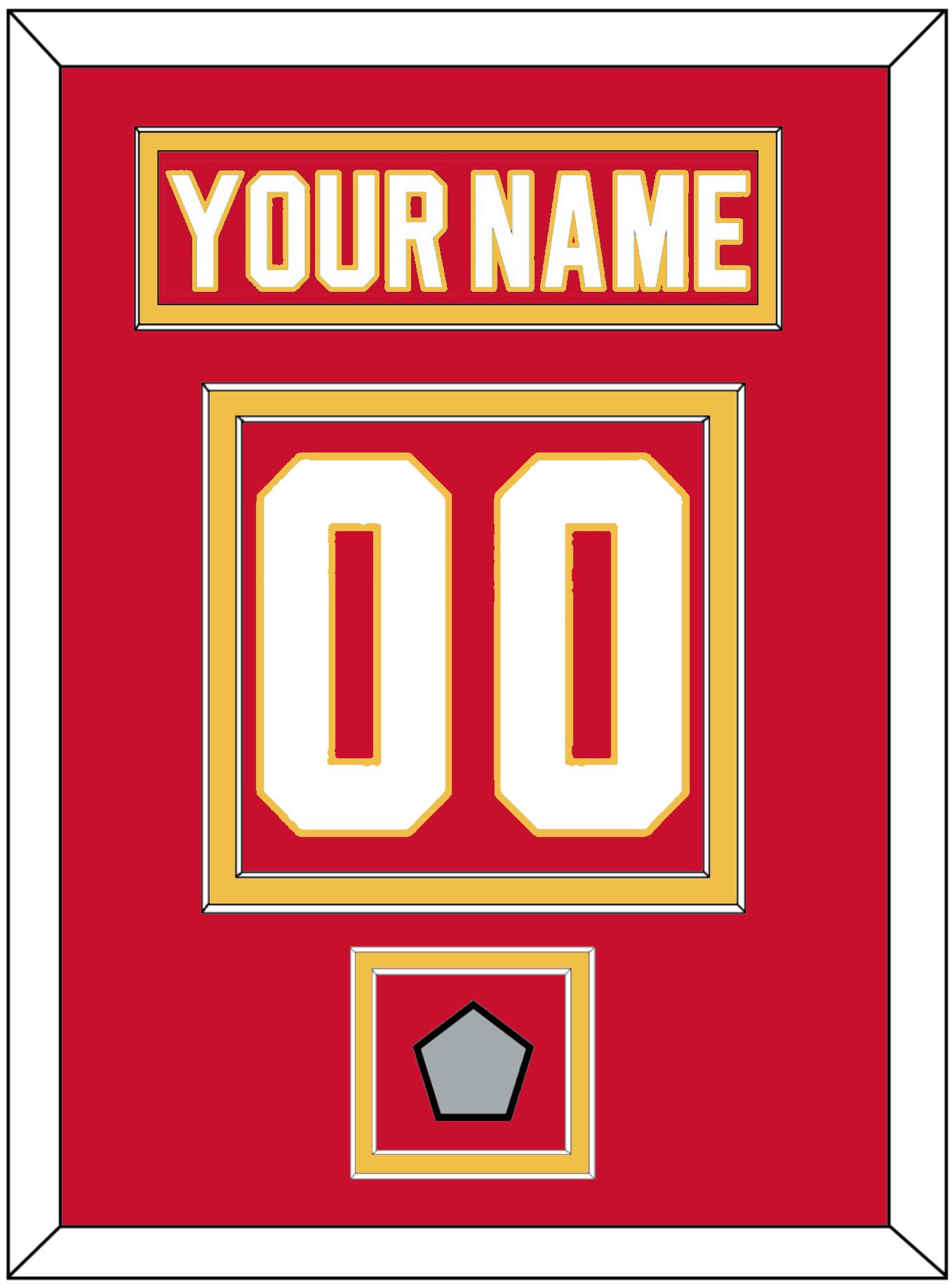 Calgary Nameplate & Number (Back) With Stanley Cup Finals Patch - Road Red (1980-1994) - Signature Tier 2