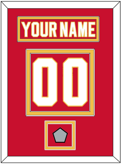 Calgary Nameplate & Number (Back) With Stanley Cup Finals Patch - Road Red (1980-1994) - Signature Tier 2