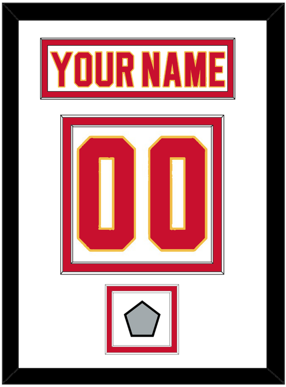 Calgary Nameplate & Number (Back) With Stanley Cup Finals Patch - Home White (1980-1994) - Double Mat 1