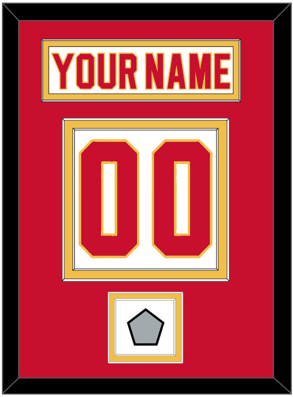 Calgary Nameplate & Number (Back) With Stanley Cup Finals Patch - Home White (1980-1994) - Double Mat 2