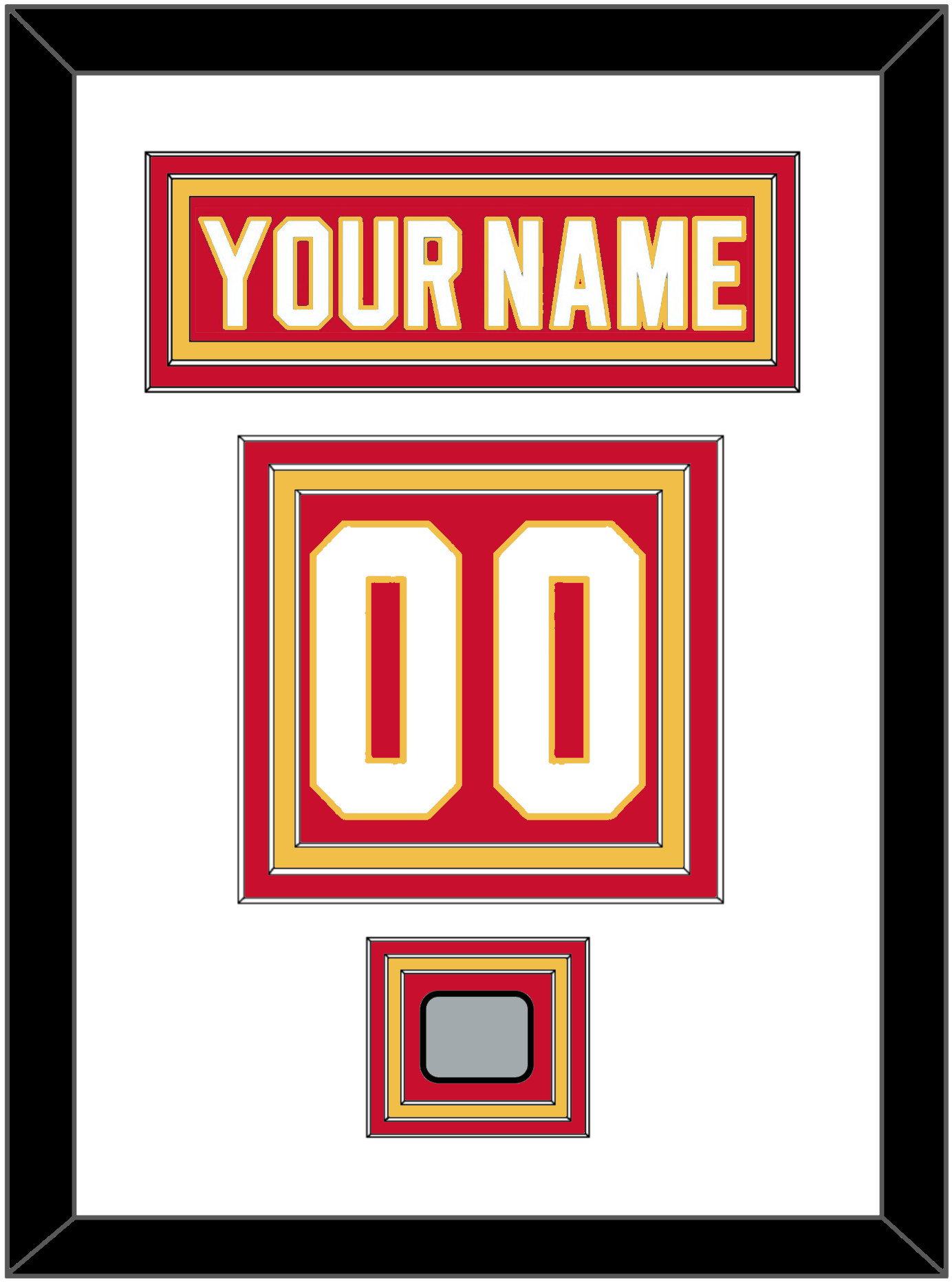 Calgary Nameplate & Number (Back) With Stanley Cup Finals Patch - Road Red (1980-1994) - Premier Tier 1