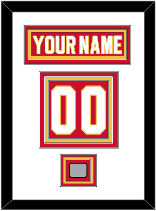 Calgary Nameplate & Number (Back) With Stanley Cup Finals Patch - Road Red (1980-1994) - Premier Tier 1