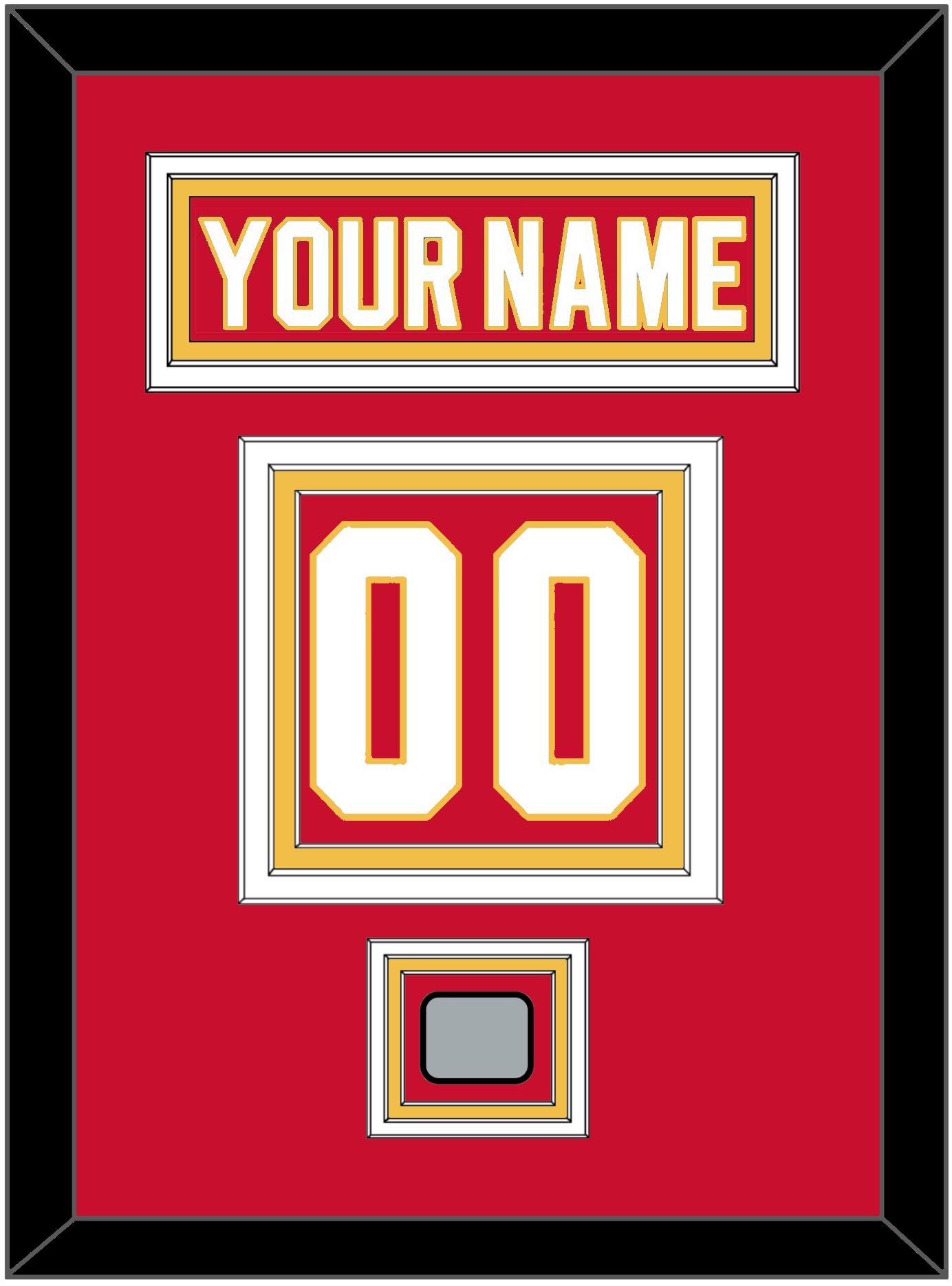 Calgary Nameplate & Number (Back) With Stanley Cup Finals Patch - Road Red (1980-1994) - Premier Tier 2