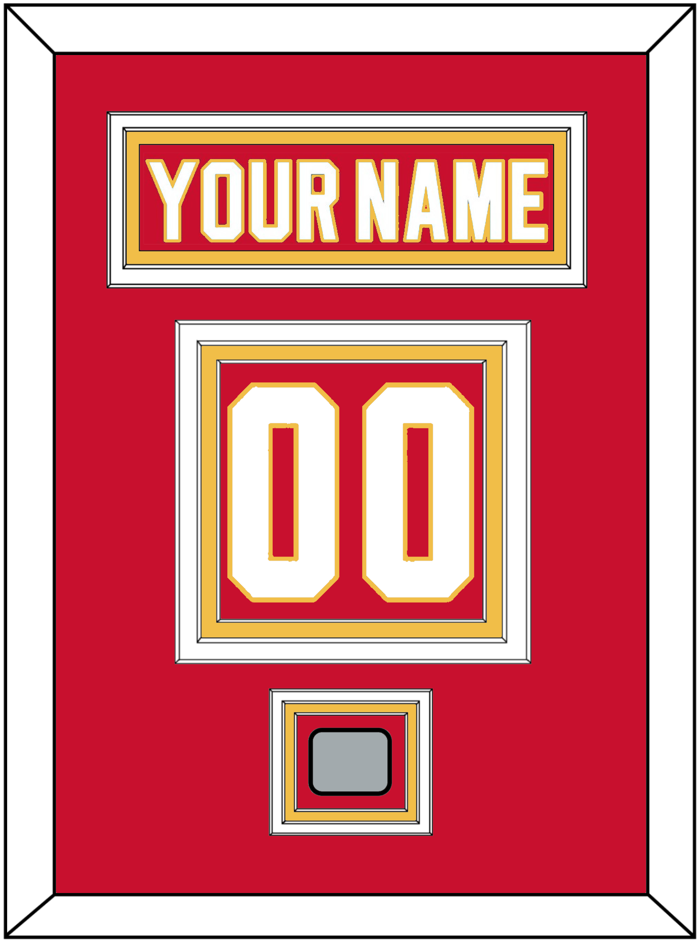 Calgary Nameplate & Number (Back) With Stanley Cup Finals Patch - Road Red (1980-1994) - Premier Tier 2