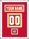 Calgary Nameplate & Number (Back) With Stanley Cup Finals Patch - Road Red (1980-1994) - Triple Mat 2