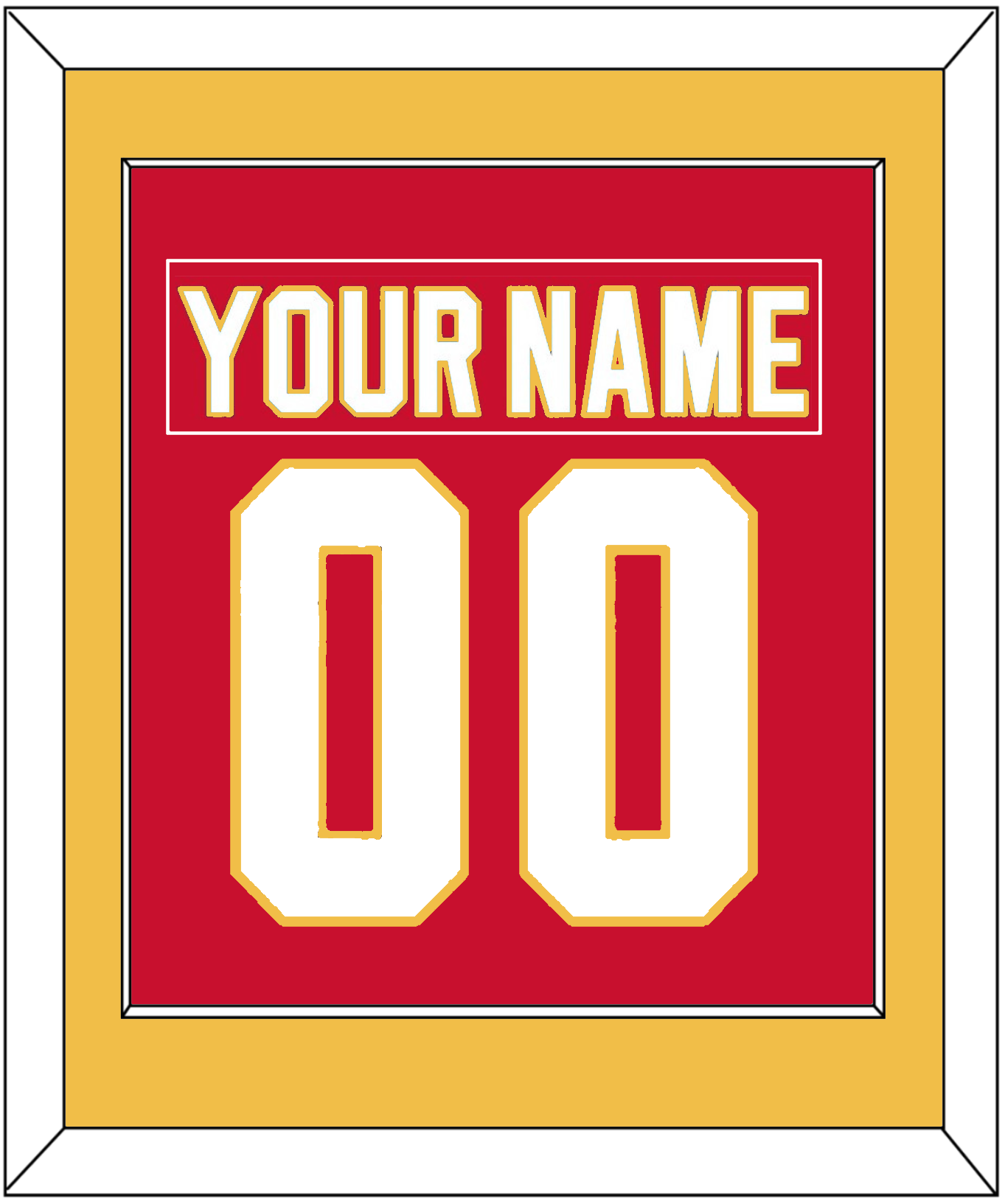 Calgary Nameplate & Number (Back) Combined - Home Red - Essential Tier 2