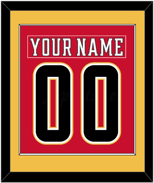 Calgary Nameplate & Number (Back) Combined - Home Red (2017-2020) - Essential Tier 2