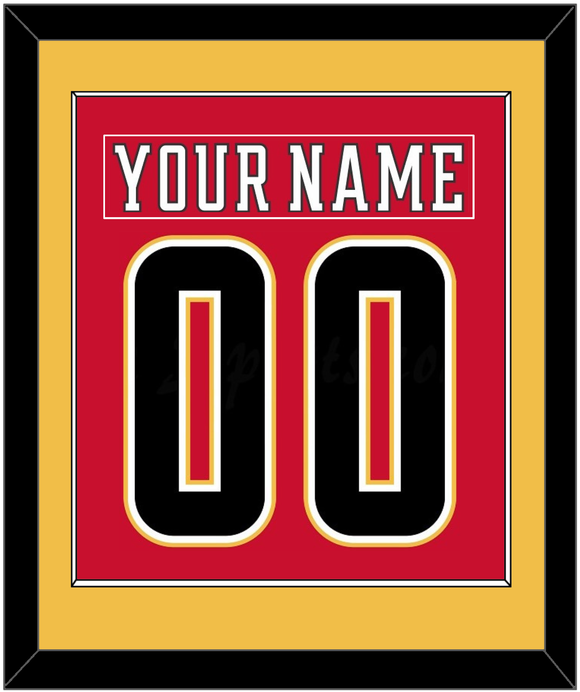 Calgary Nameplate & Number (Back) Combined - Home Red (2017-2020) - Single Mat 2