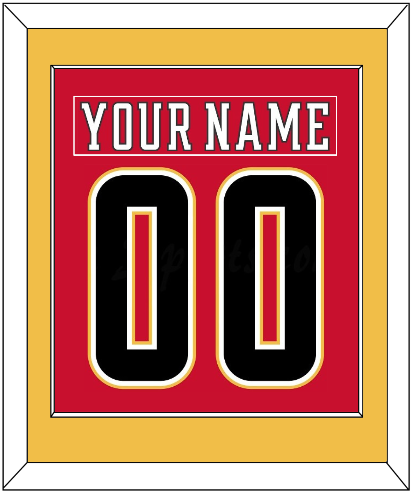 Calgary Nameplate & Number (Back) Combined - Home Red (2017-2020) - Essential Tier 2