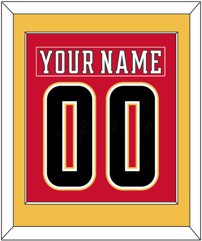 Calgary Nameplate & Number (Back) Combined - Home Red (2017-2020) - Essential Tier 2
