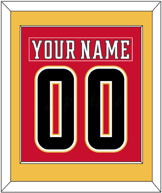 Calgary Nameplate & Number (Back) Combined - Home Red (2017-2020) - Essential Tier 2