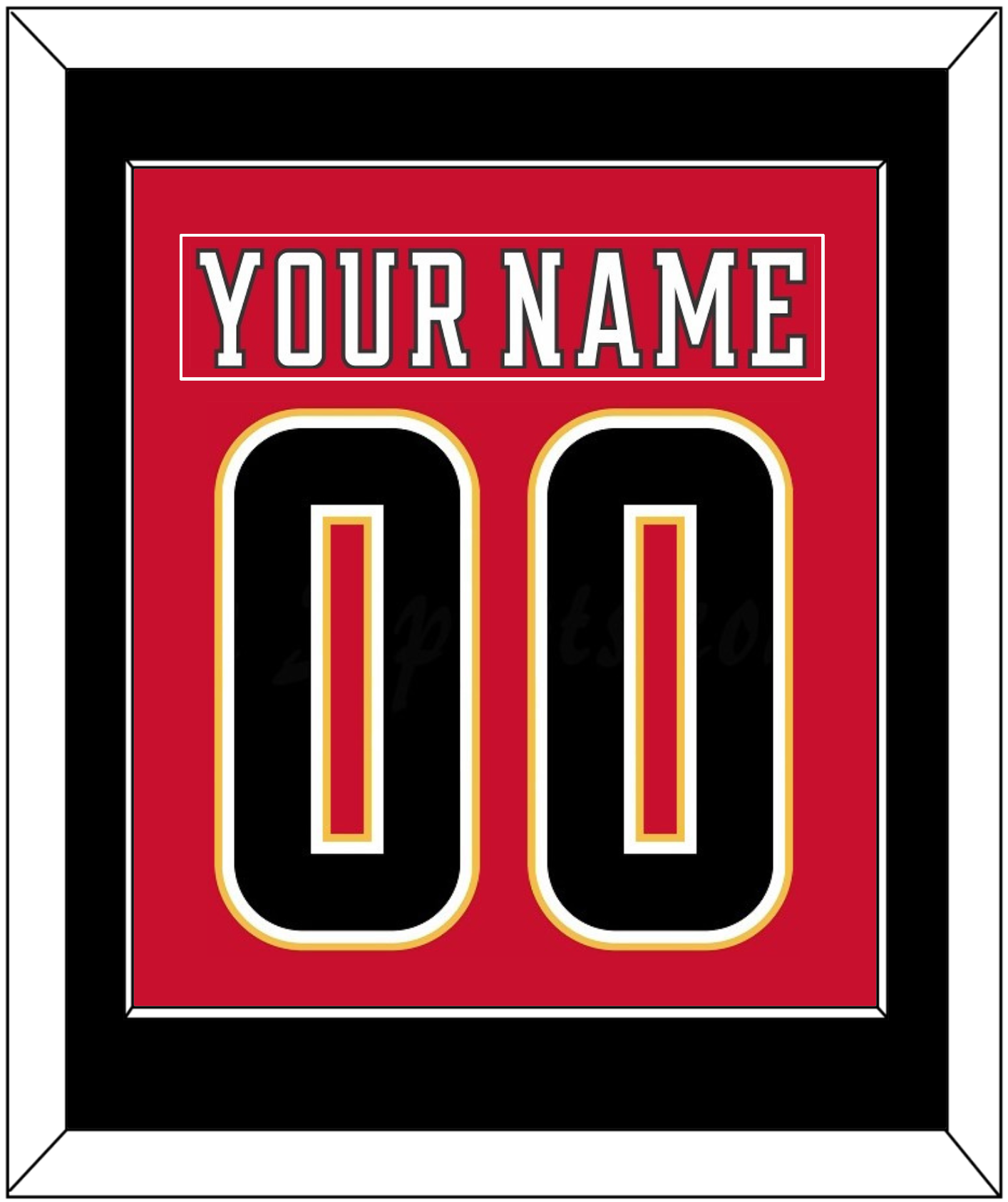 Calgary Nameplate & Number (Back) Combined - Home Red (2017-2020) - Essential Tier 3