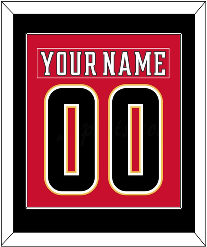 Calgary Nameplate & Number (Back) Combined - Home Red (2017-2020) - Essential Tier 3