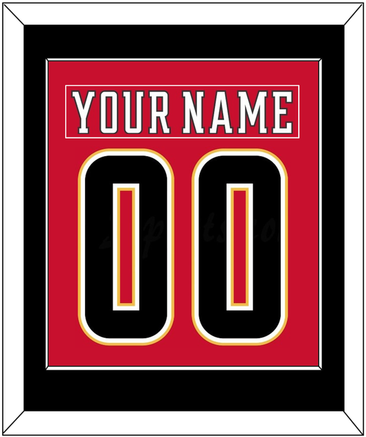 Calgary Nameplate & Number (Back) Combined - Home Red (2017-2020) - Essential Tier 3