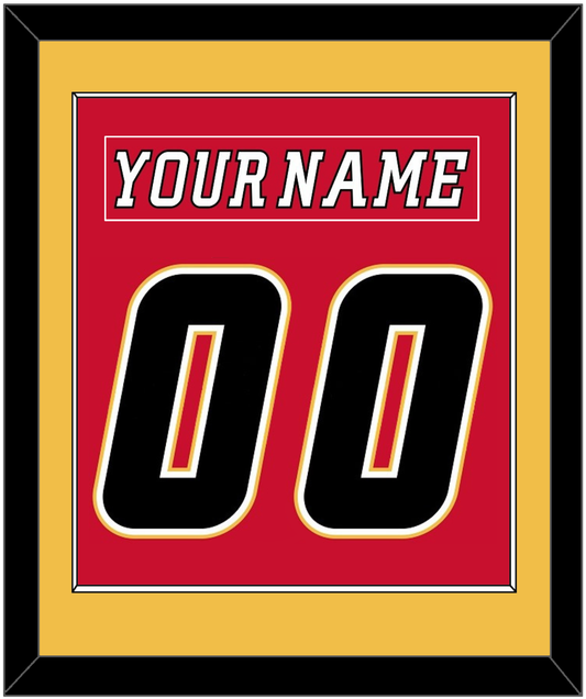 Calgary Nameplate & Number (Back) Combined - Home Red (2007-2017) - Essential Tier 2